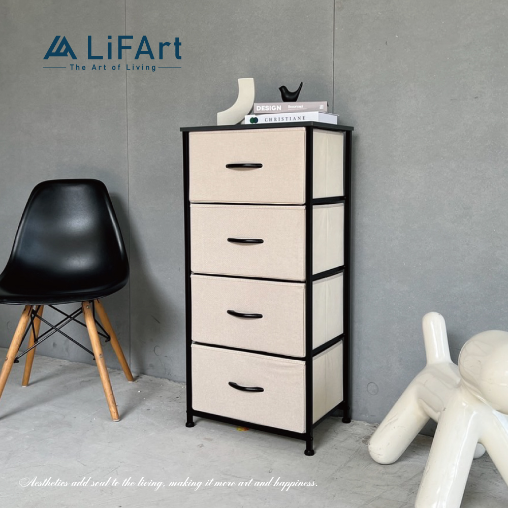 【LiFArt】歐風簡約上木板四層收納櫃