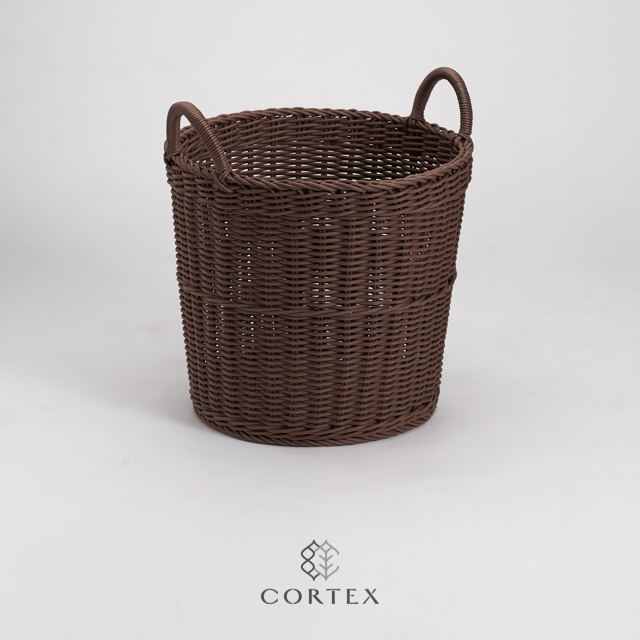 CORTEX 編織籃 洗衣籃 圓型W38 深咖啡色