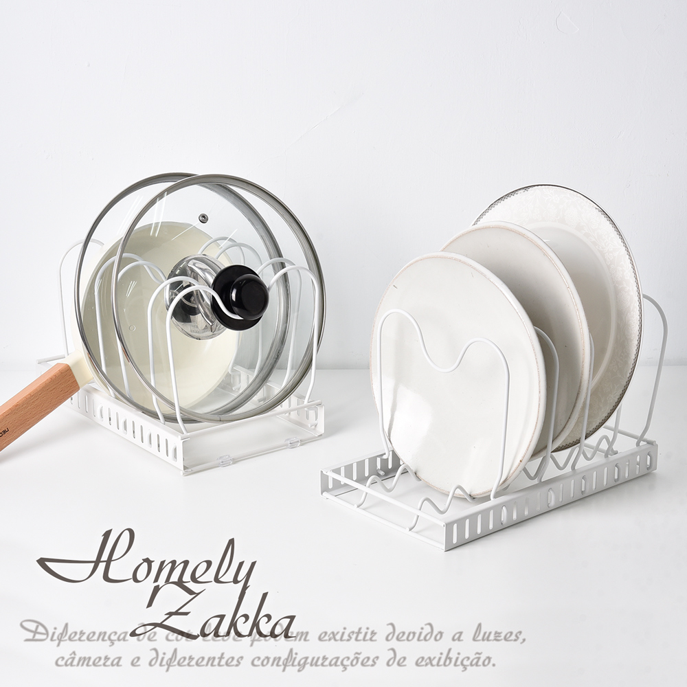 【Homely Zakka】日式簡約鐵藝多功能伸縮式桌面廚房置物架/鍋蓋收納架/碗碟架 白色