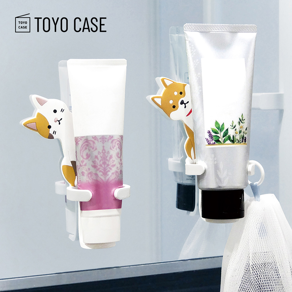 【日本TOYO CASE】動物造型無痕壁掛式洗面乳/牙膏收納架-2款可選