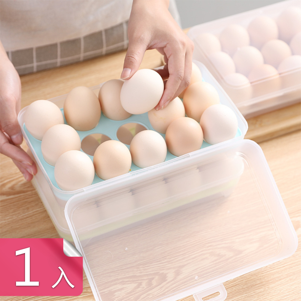 (熊爸爸大廚)日式雞蛋透明收納保鮮盒 15格立式設計-1入