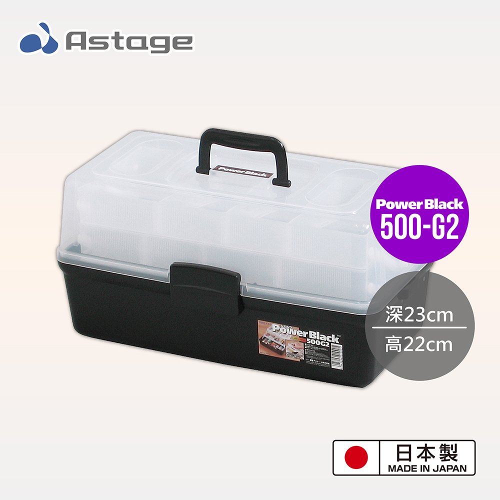 日本Astage Shelf Power Black 多功能2層收納箱 500-G2