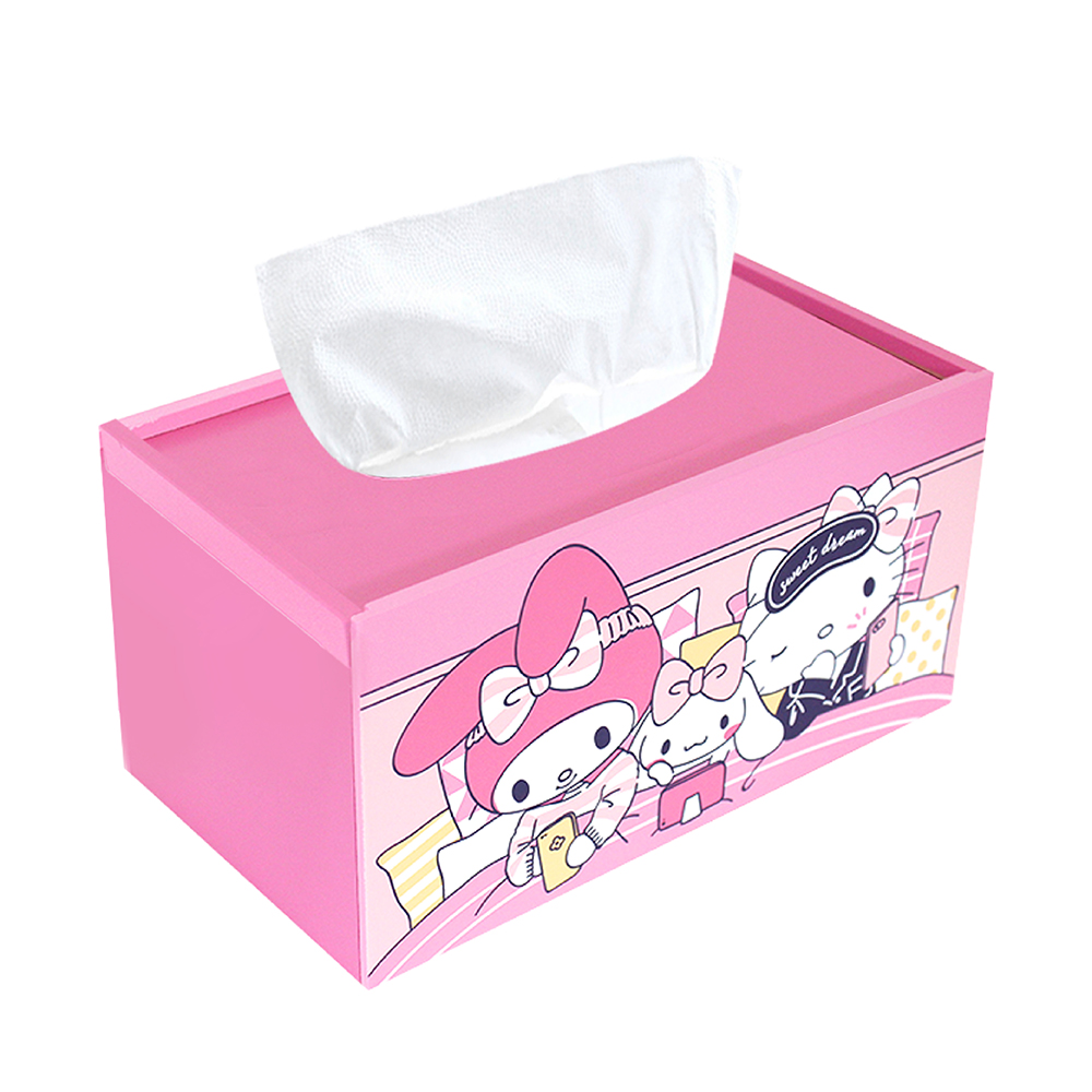 三麗鷗Sanrio 粉紅少女心木質收納盒 面紙盒 【收納王妃】