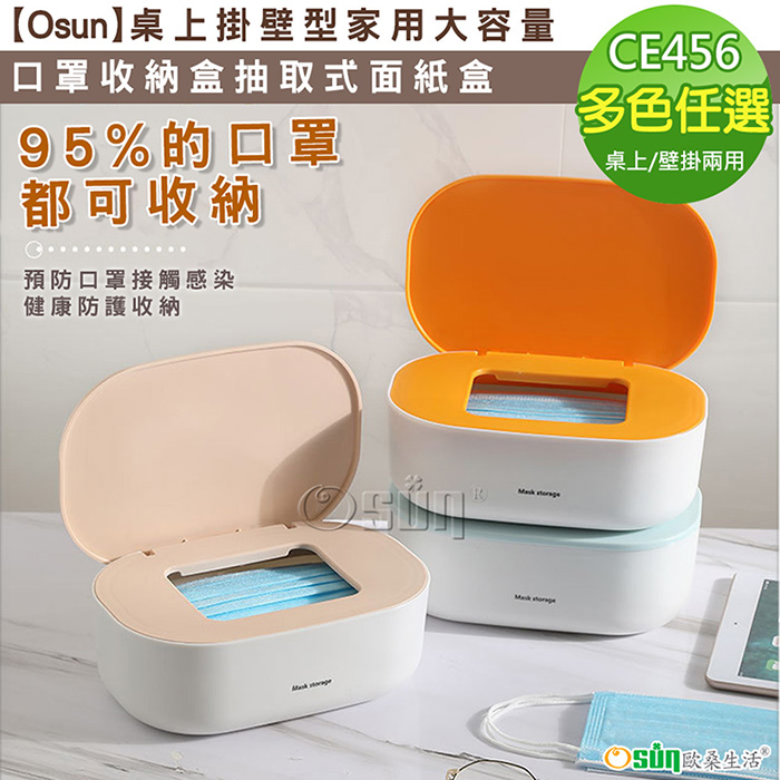 【Osun】桌上掛壁型家用大容量口罩收納盒抽取式面紙盒(多色任選/CE456)