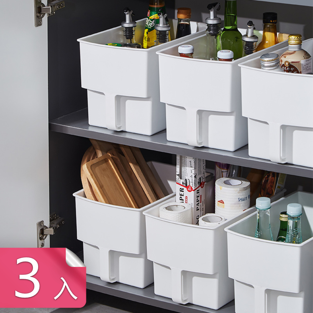 【荷生活】加厚款大容量櫥櫃櫥下收納盒 雜物玩具整理盒 抽屜式分類盒-3入
