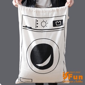 【iSFun】棉麻布藝＊加大束口棉被整理收納袋/洗衣機