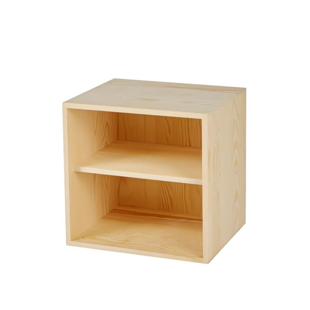 松木小書櫃可組合單個收納櫃-實木框有隔板