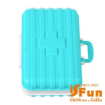 【iSFun】旅行專用＊行李箱造型6格藥盒/藍