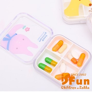 【iSFun】童話動物＊透明可拆四格藥盒超值2入