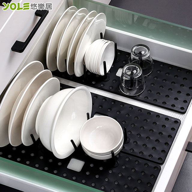 【YOLE悠樂居】廚房櫥櫃可調式分隔碗盤瀝水架(4入)
