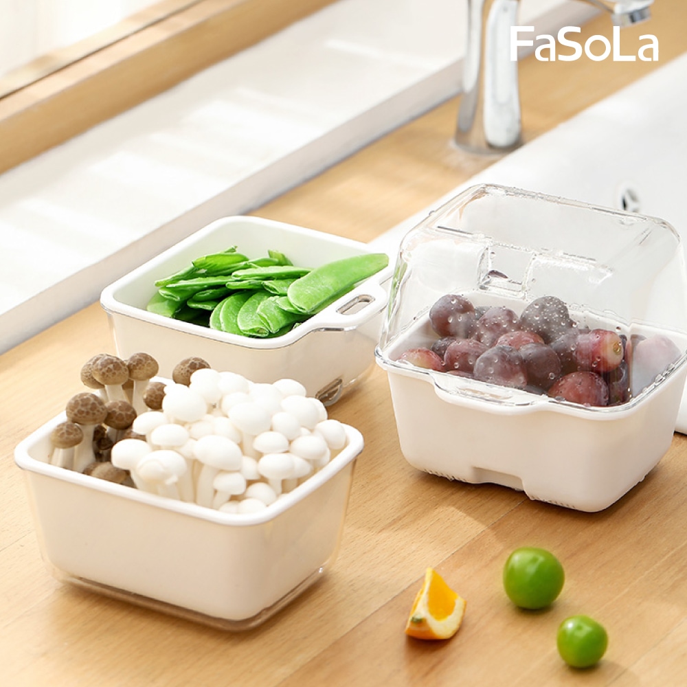 FaSoLa 迷你雙層瀝水籃 果菜盆 保鮮盒