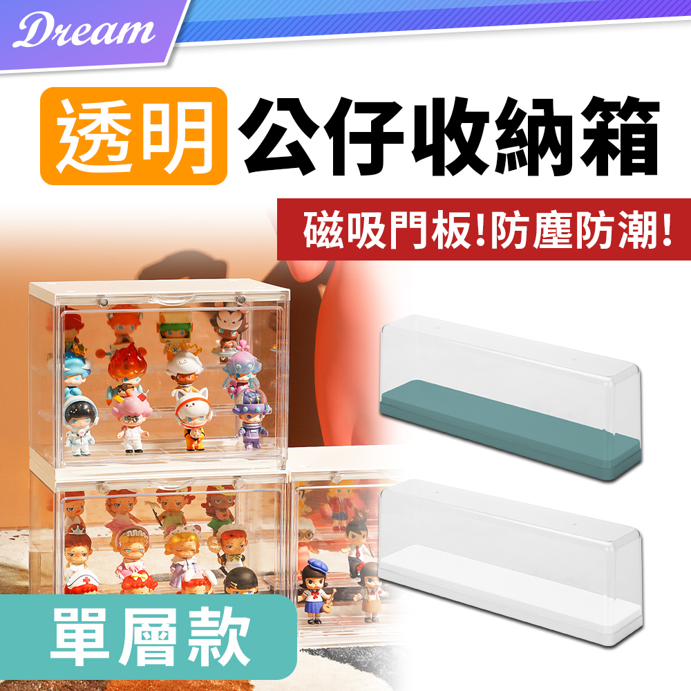 透明公仔展示盒【單層長方款】(防塵防潮/贈防倒貼) 玩具收納盒 陳列盒 置物盒