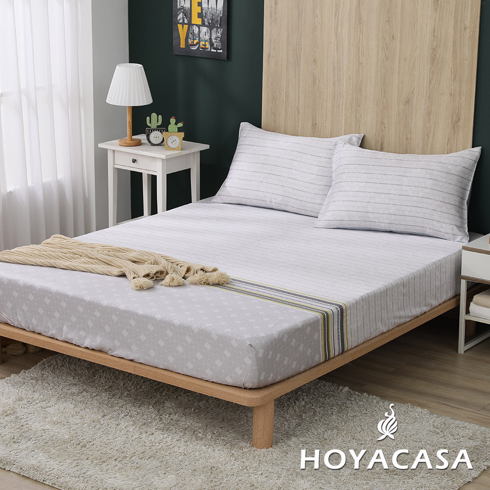 《HOYACASA》雙人100%天絲床包枕套三件組-卡米爾