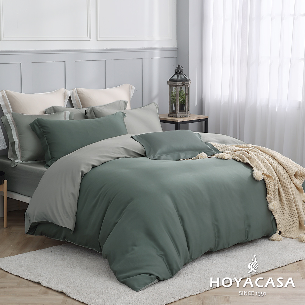 HOYACASA秘境綠 加大60支天絲床包枕套三件組
