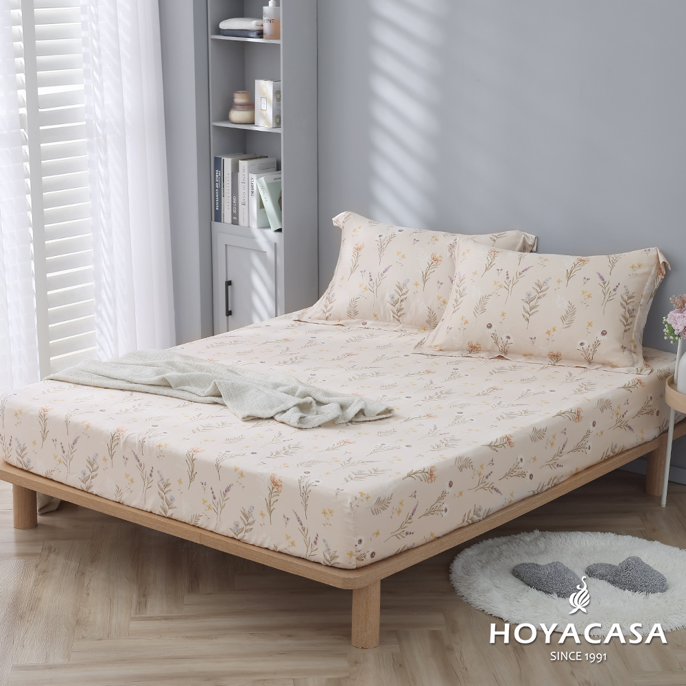 《HOYACASA》加大100%天絲床包枕套三件組-克莉娜