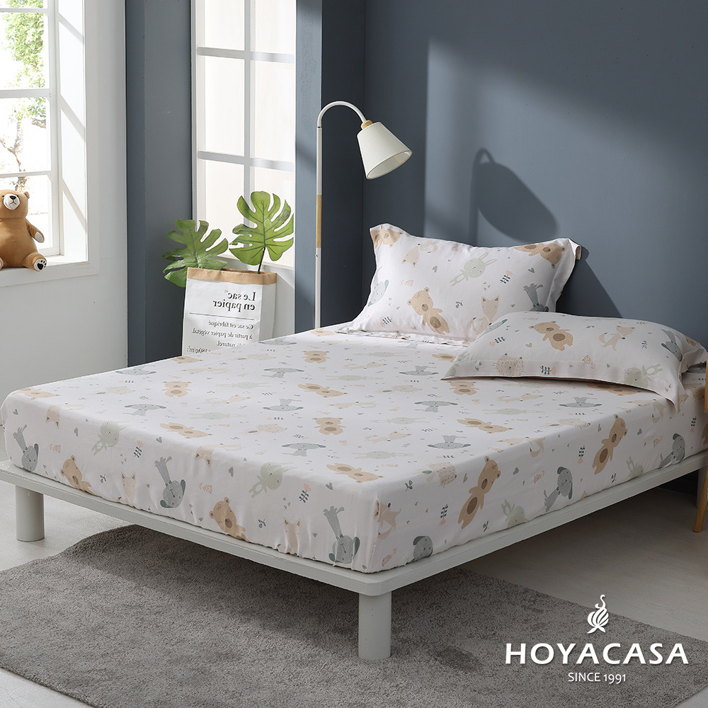 《HOYACASA》雙人100%天絲床包枕套三件組-萌寵奇遇