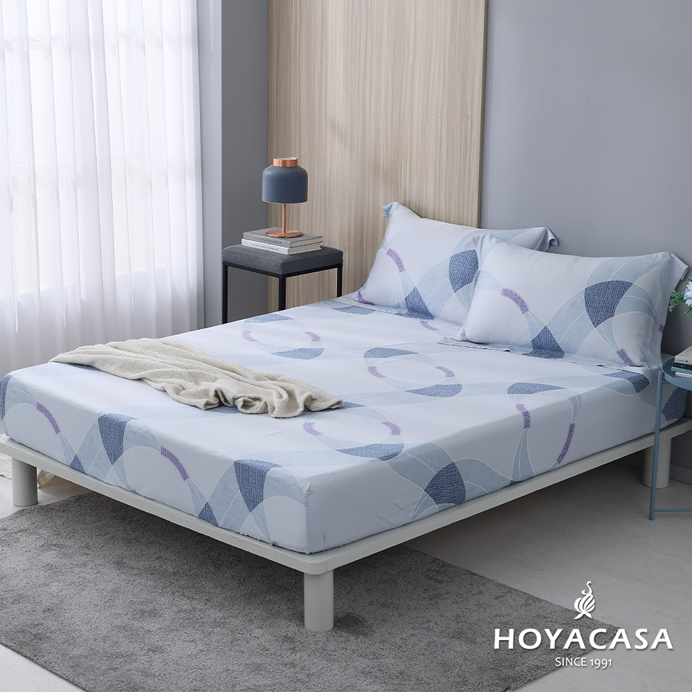 《HOYACASA》雙人100%天絲床包枕套三件組-滄藍