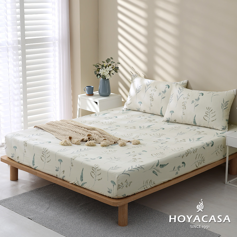 《HOYACASA》單人100%天絲床包枕套三件組-葉羽涵香