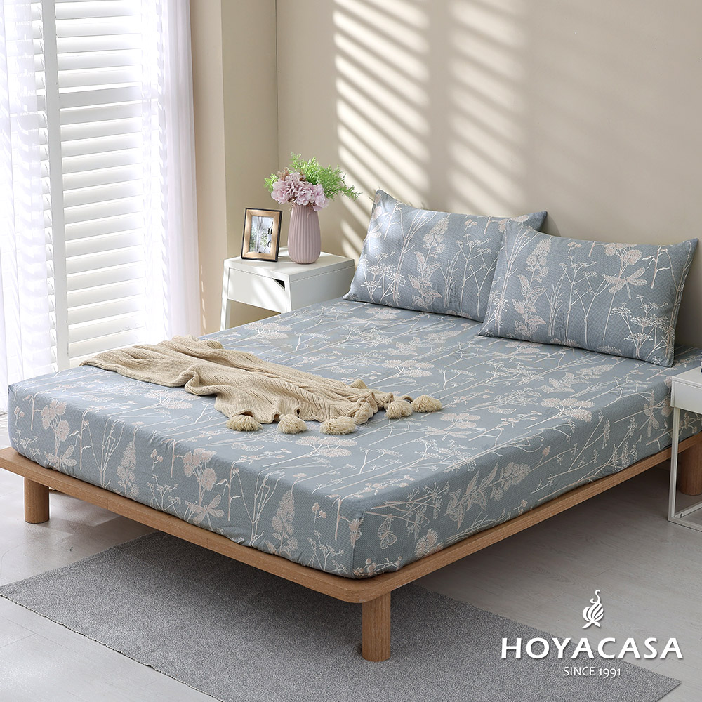 《HOYACASA》雙人100%天絲床包枕套三件組-蝶花羽夢