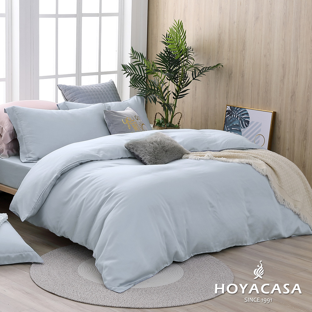 HOYACASA海鹽藍 雙人60支天絲床包枕套三件組