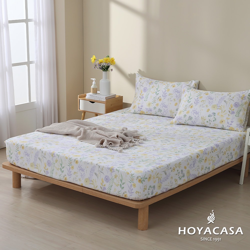 《HOYACASA》雙人100%天絲床包枕套三件組-芊芊花香