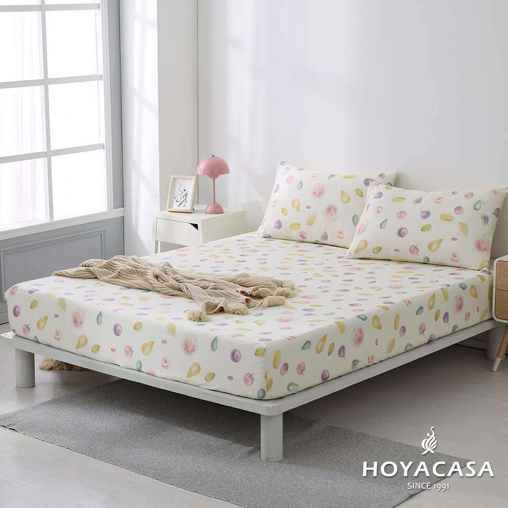 《HOYACASA》雙人100%天絲床包枕套三件組-蜜汁果漾