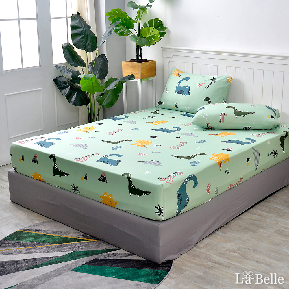 《侏儸紀帝國-綠》雙人海島針織床包枕套組