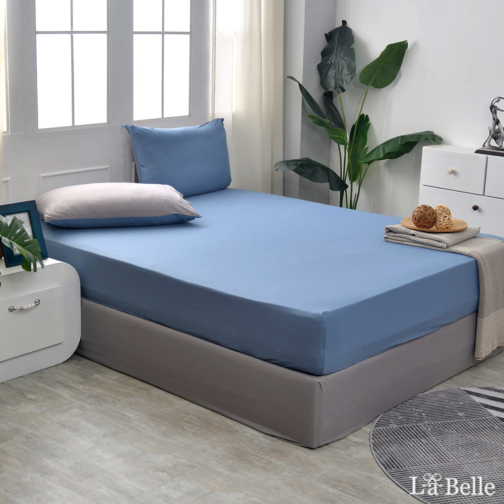 《純色蔚藍》單人海島針織床包枕套組