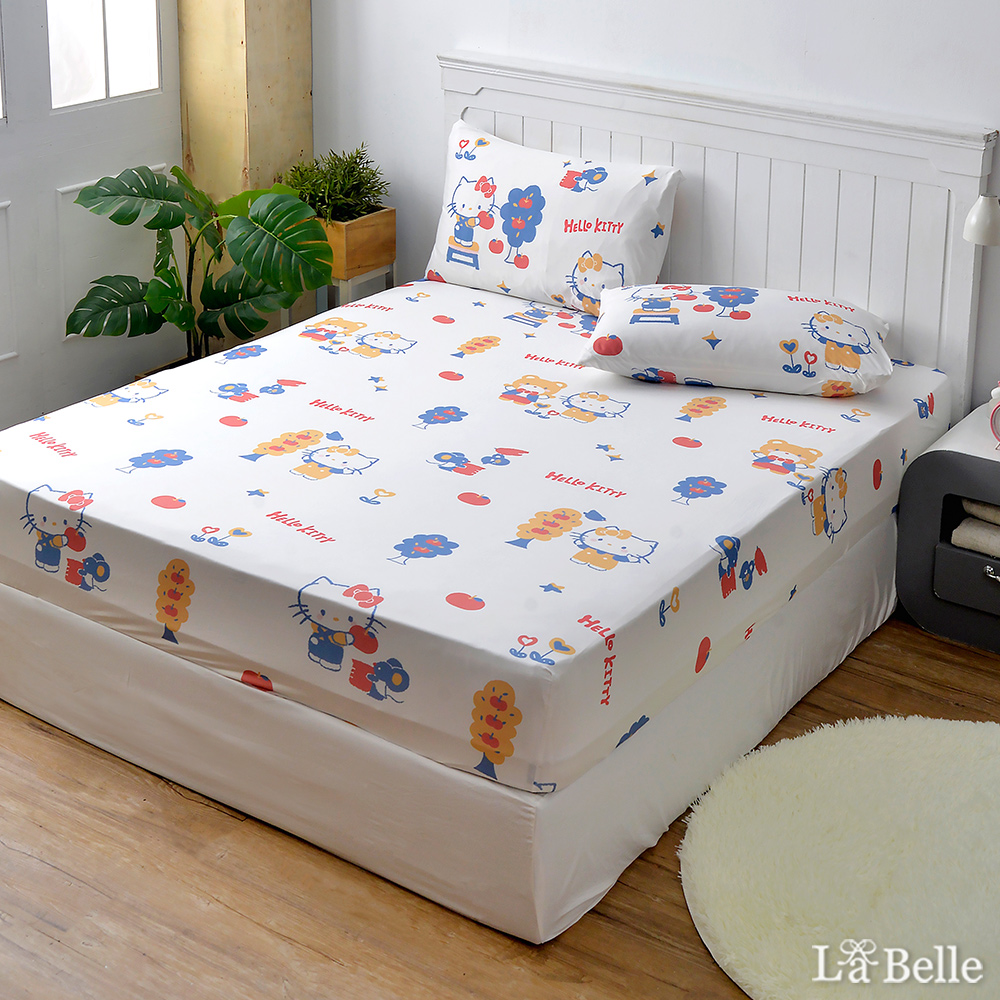《Sanrio-HELLO KITTY蘋果樹》單人海島針織床包枕套組