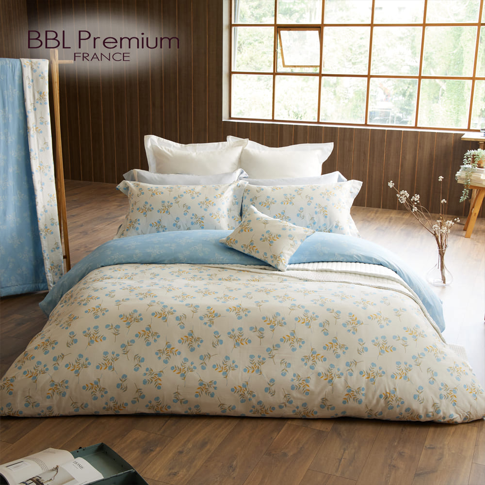 【BBL Premium】100%長纖細棉印花兩用被床包組-浪漫風信子(加大)