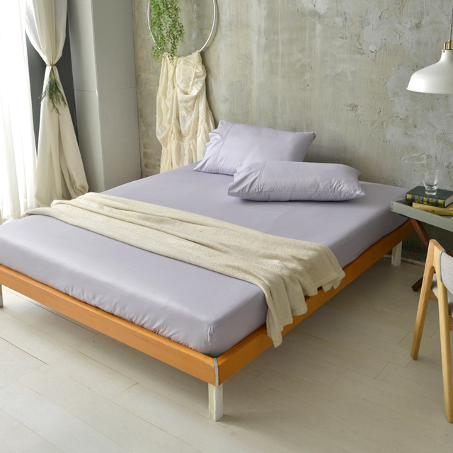 澳洲Simple Living 單人300織台灣製純棉床包枕套組(月見紫)