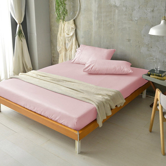 澳洲Simple Living 特大300織台灣製純棉床包枕套組(櫻花粉)