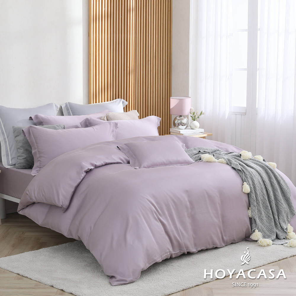 HOYACASA羅蘭紫 雙人四件式60支天絲被套床包組