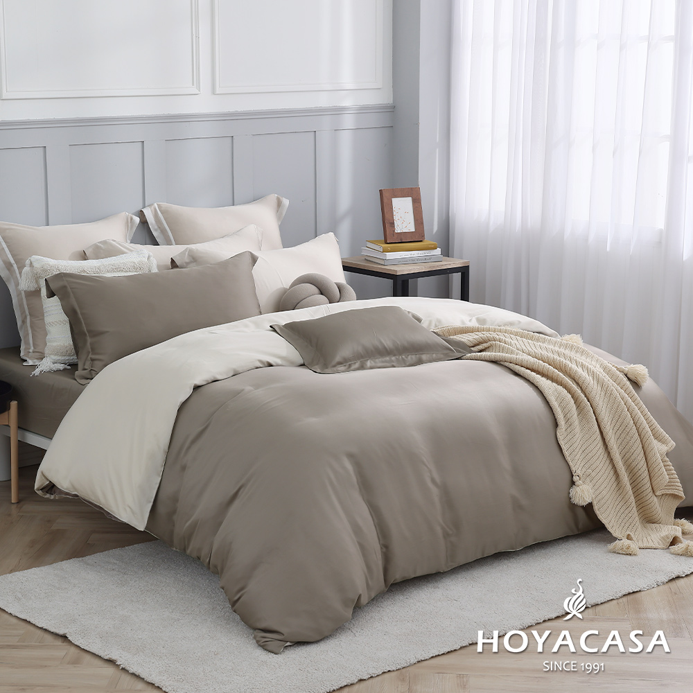HOYACASA堅果燕麥 雙人四件式60支天絲兩用被床包組