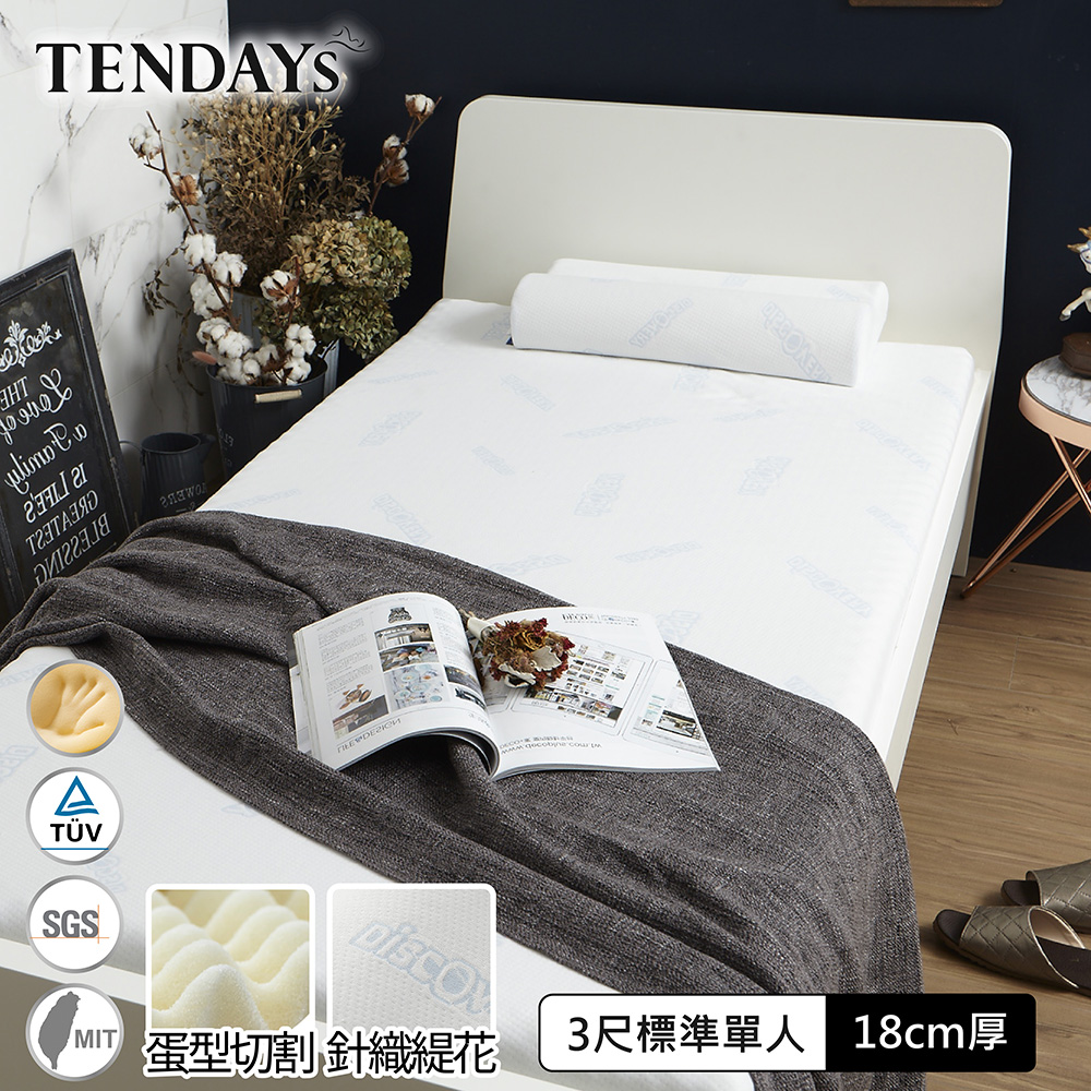 【TENDAYS】DS柔眠記憶床(晨曦白)3尺標準單人18cm厚