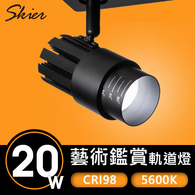 Skier 20W/5600K 藝術鑑賞用軌道燈(黑)