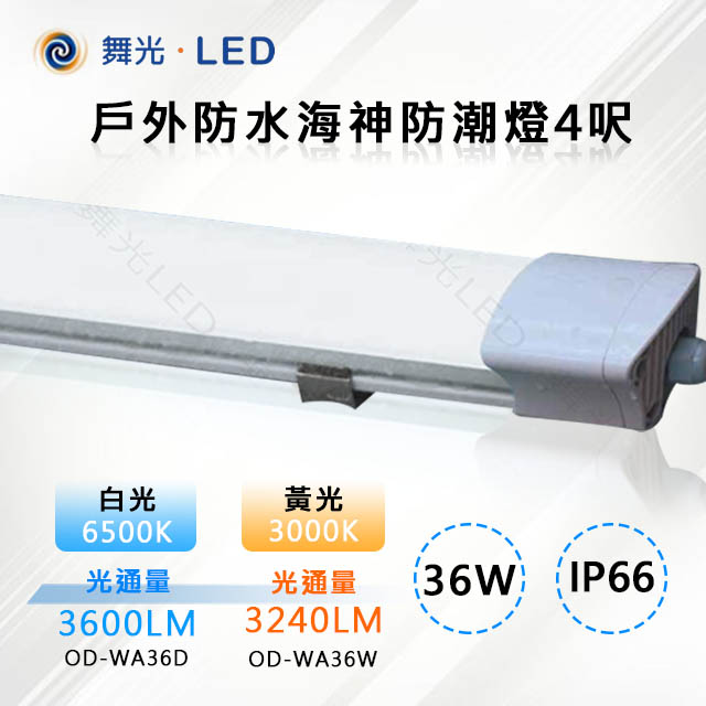 【舞光-LED】LED 36W IP66 戶外防水海神防潮燈4呎 OD-WA36