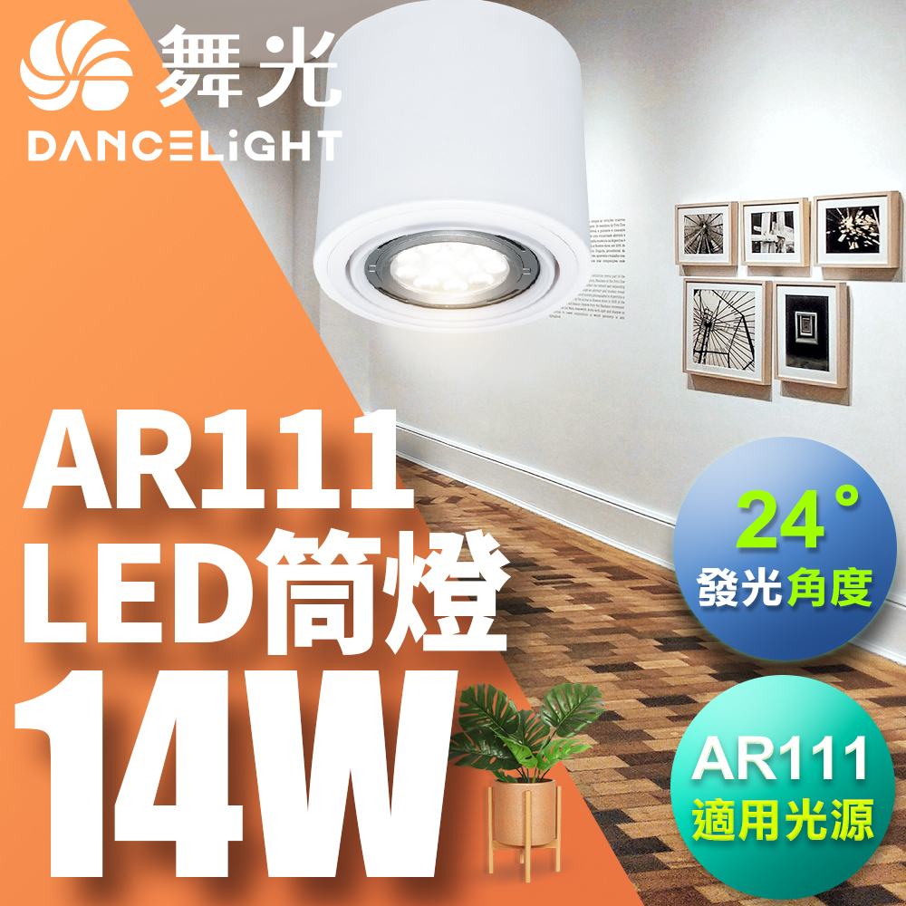 【舞光】AR111 替換式筒燈 含14W光源 發光角度24度 一體成形 白殼(白光/自然光/黃光)-3入組
