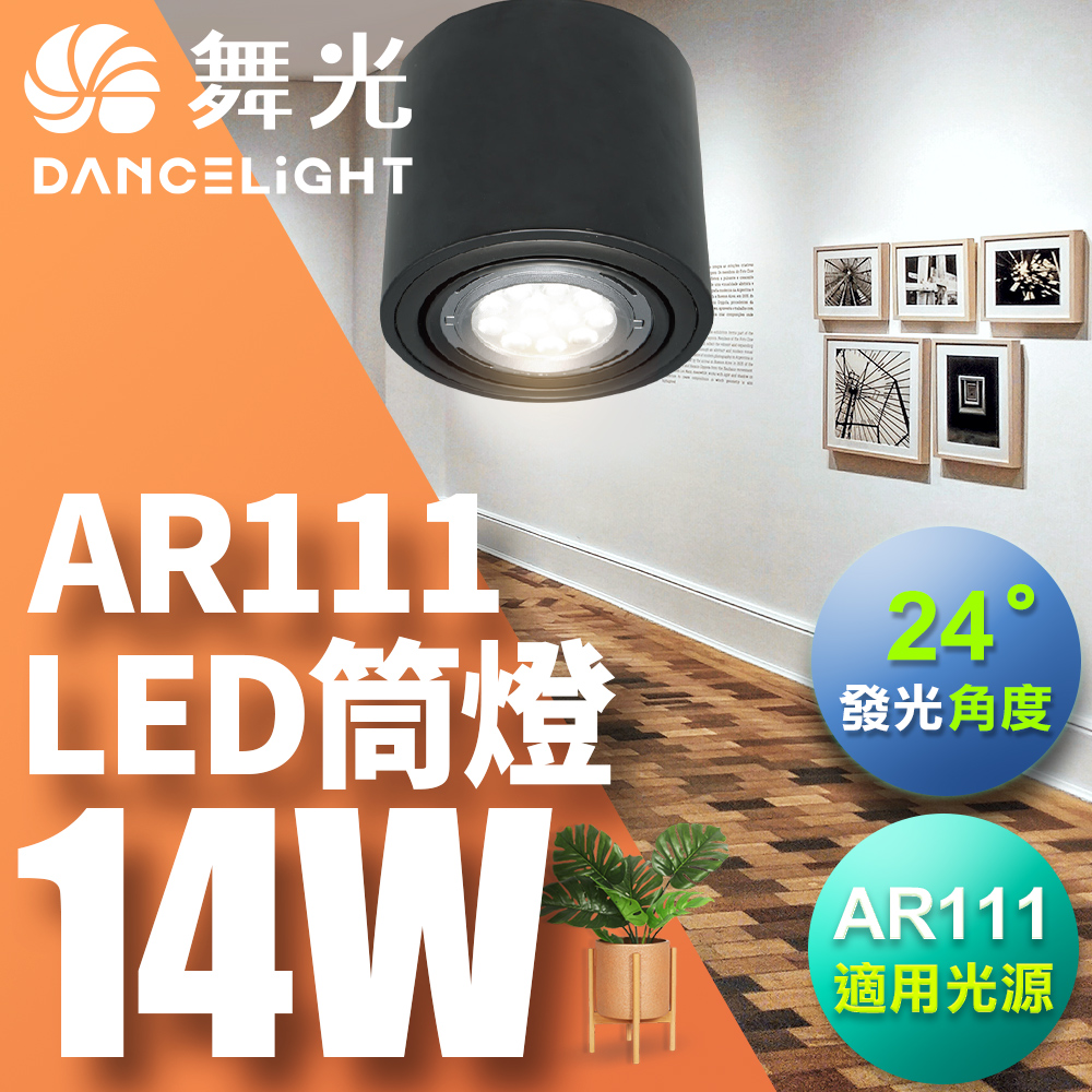 【舞光】AR111 替換式筒燈 含14W光源 發光角度24度 一體成形 黑殼(白光/自然光/黃光)-3入組