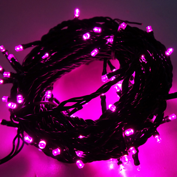 摩達客 100燈LED燈串聖誕燈 (粉紅光黑線)(附控制器跳機)(高亮度又省電)