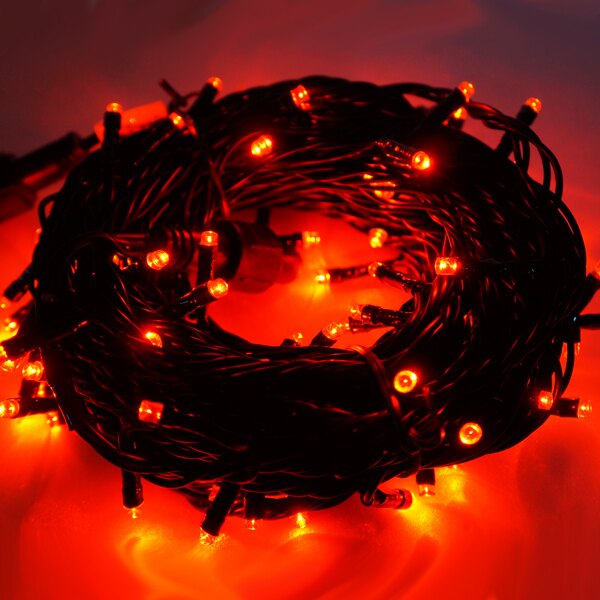 摩達客 100燈LED燈串聖誕燈 (紅光黑線)(附控制器跳機)(高亮度又省電)