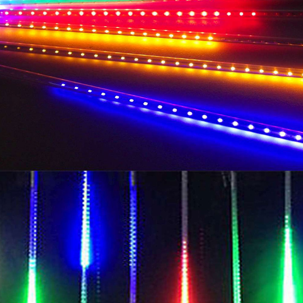 摩達客 聖誕燈裝飾燈LED流星燈串8條燈(四彩光插電式/單燈長50cm)