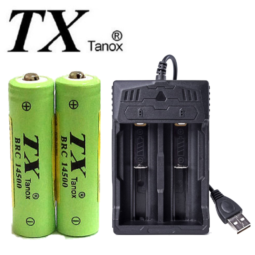 TX特林600mAh14500鋰充電池2入附USB充電器(LI14500-2-USB)