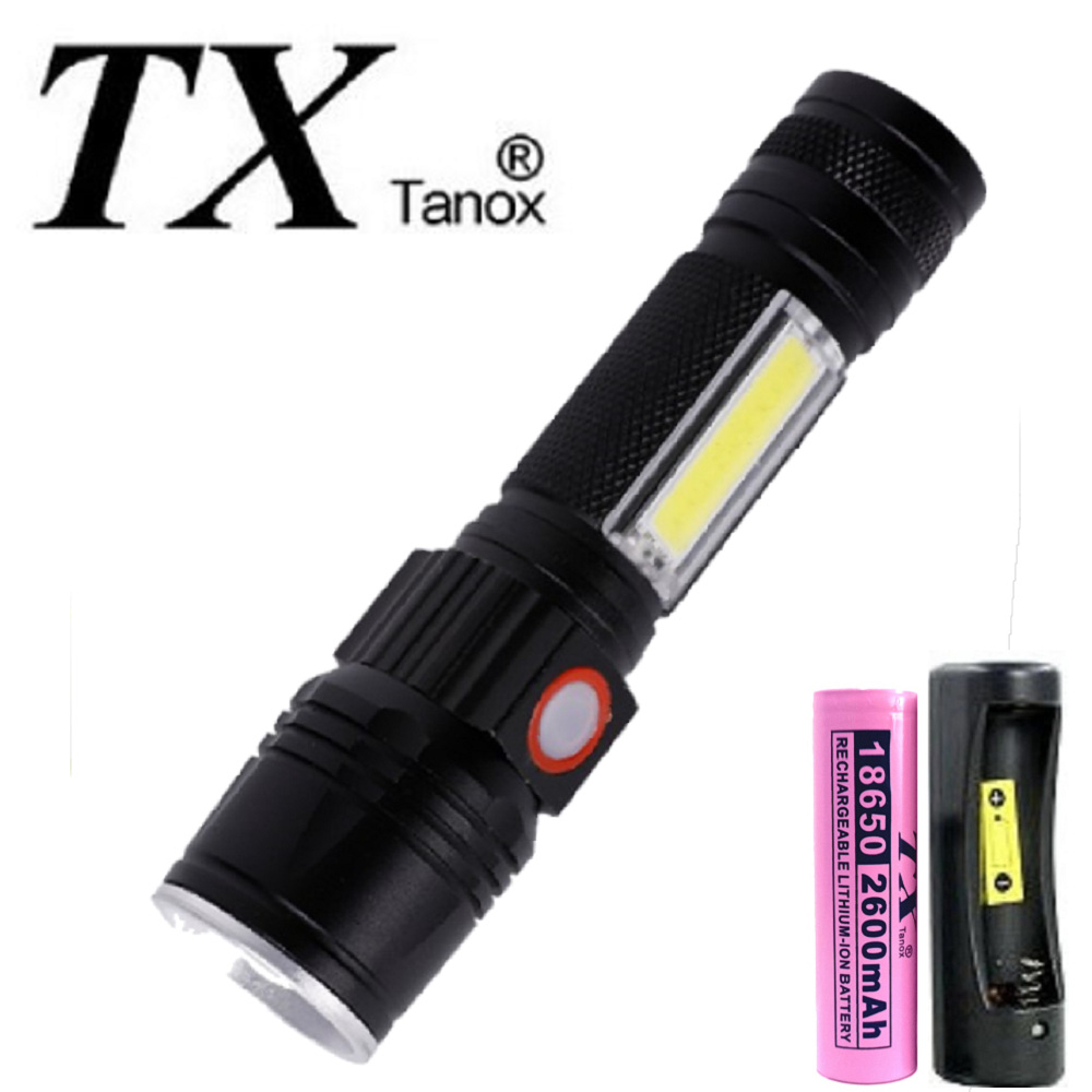 TX特林XHP50強亮伸縮變焦帶側邊COB手電筒(T-2021D-P50)