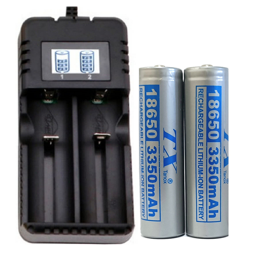 TX 特林18650鋰充電池3350mAh-2入+液晶螢幕充電器(3350-2+LCD)