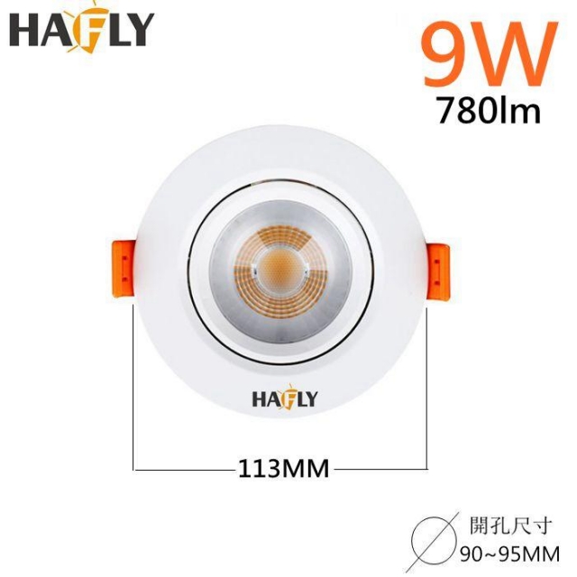 3入裝-HAFLY 9W LED 投射崁燈 (白光) 崁孔90MM 全電壓