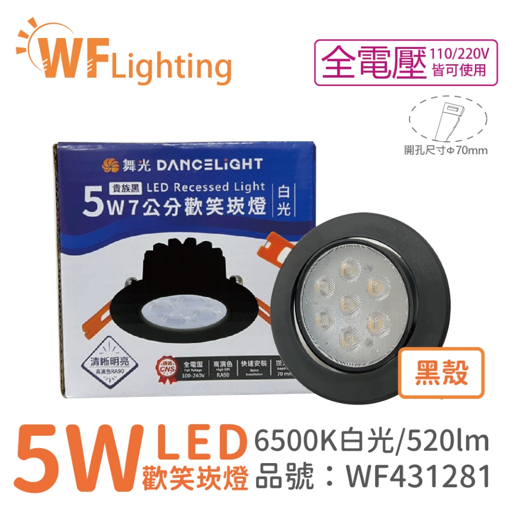 (10入) 舞光 LED 5W 6000K 白光 36度 7cm 全電壓 黑色鋁 可調角度 歡笑 崁燈_WF431281
