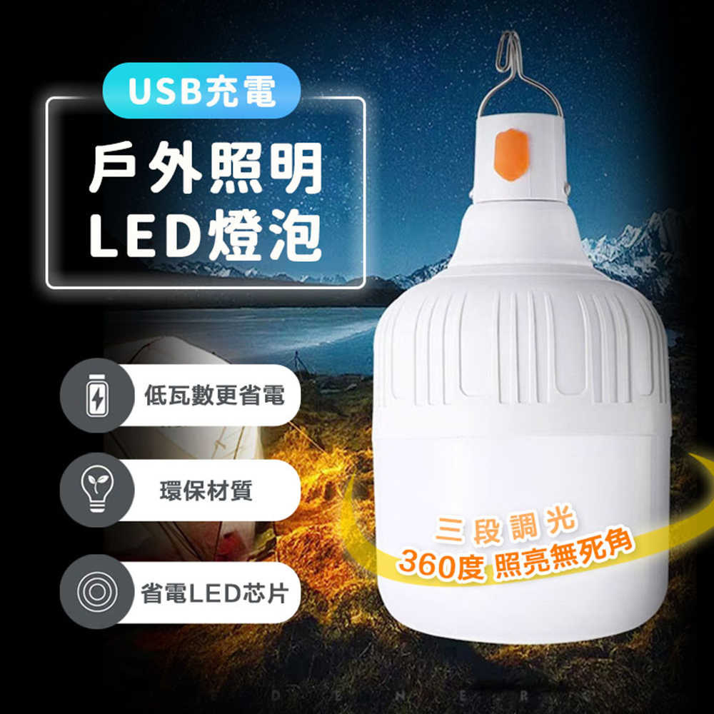 USB充電戶外照明LED燈泡(2入組)