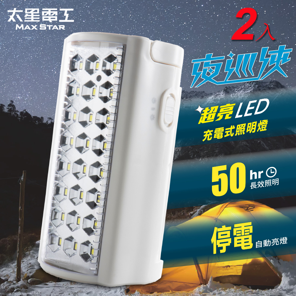 【太星電工】夜巡俠超亮LED充電式照明燈(2入) IF600