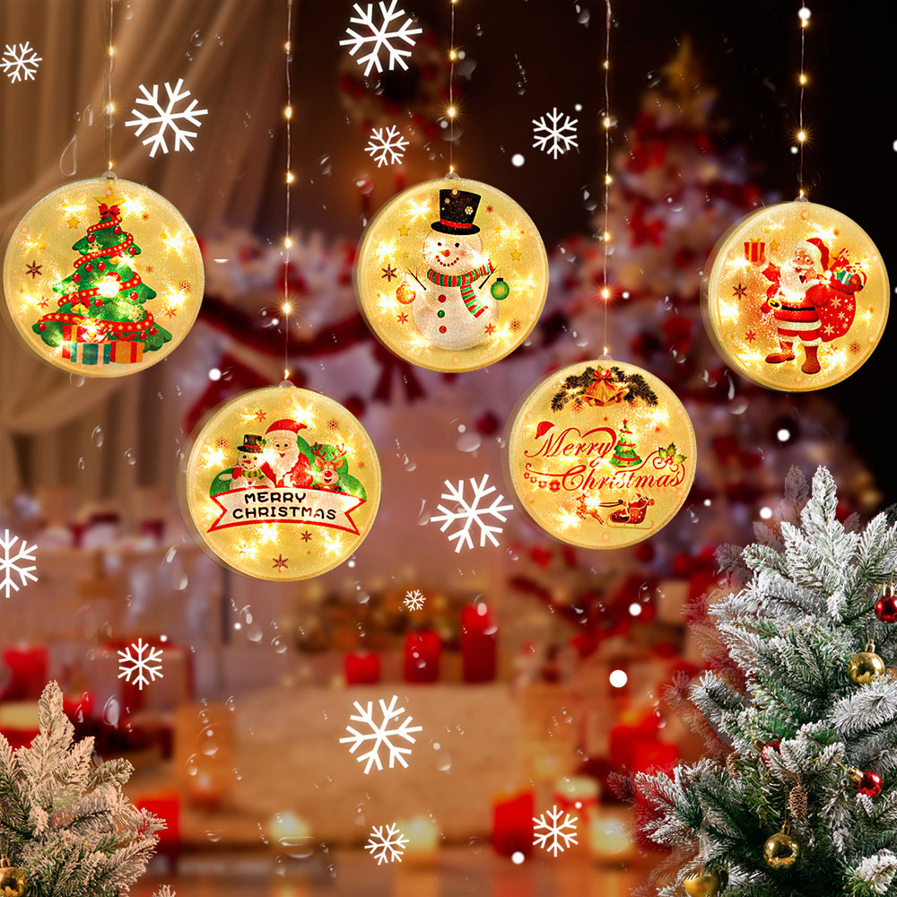 【小倉Ogula】聖誕節氛圍窗簾櫥窗裝飾房間布置LED彩燈吸盤掛燈（五連串套裝）